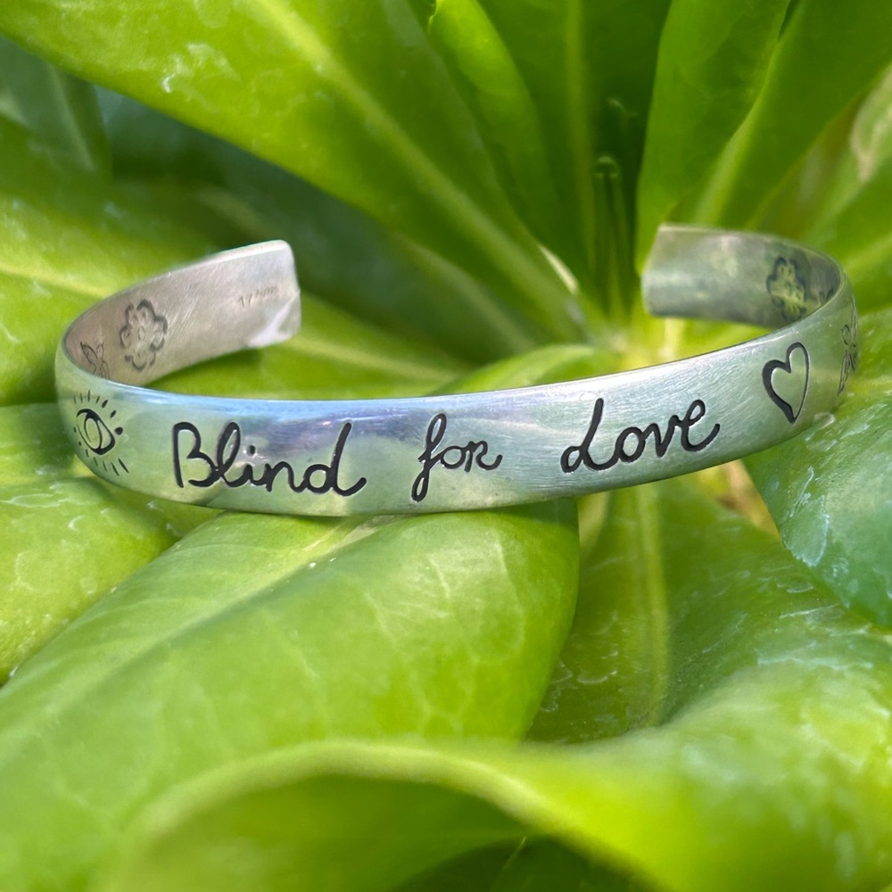 Gucci sterling Silver Blind for love Floral Bracelet bangle cuff
